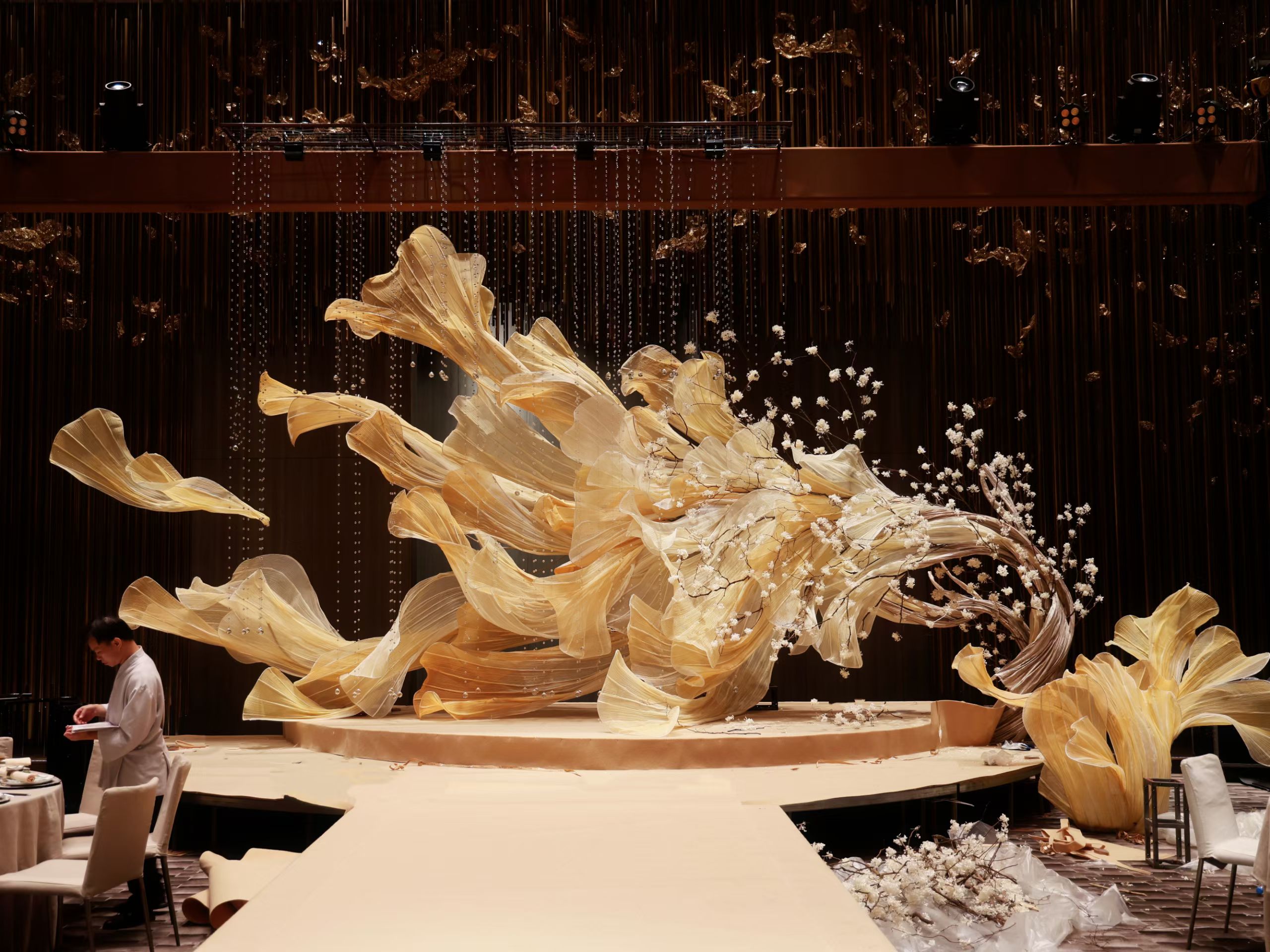 Giant paper flower installation